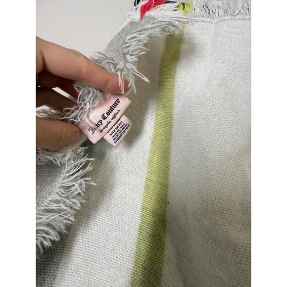 Juicy Couture Fringe Blanket Scarf Wrap One Size Crown Spell Out Logo - Picture 4 of 7